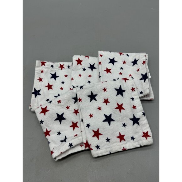 hobby lobby Set Of 5 Star-Patterned Cotton Reusable Cloth Napkins Red White READ - Picture 2 of 6